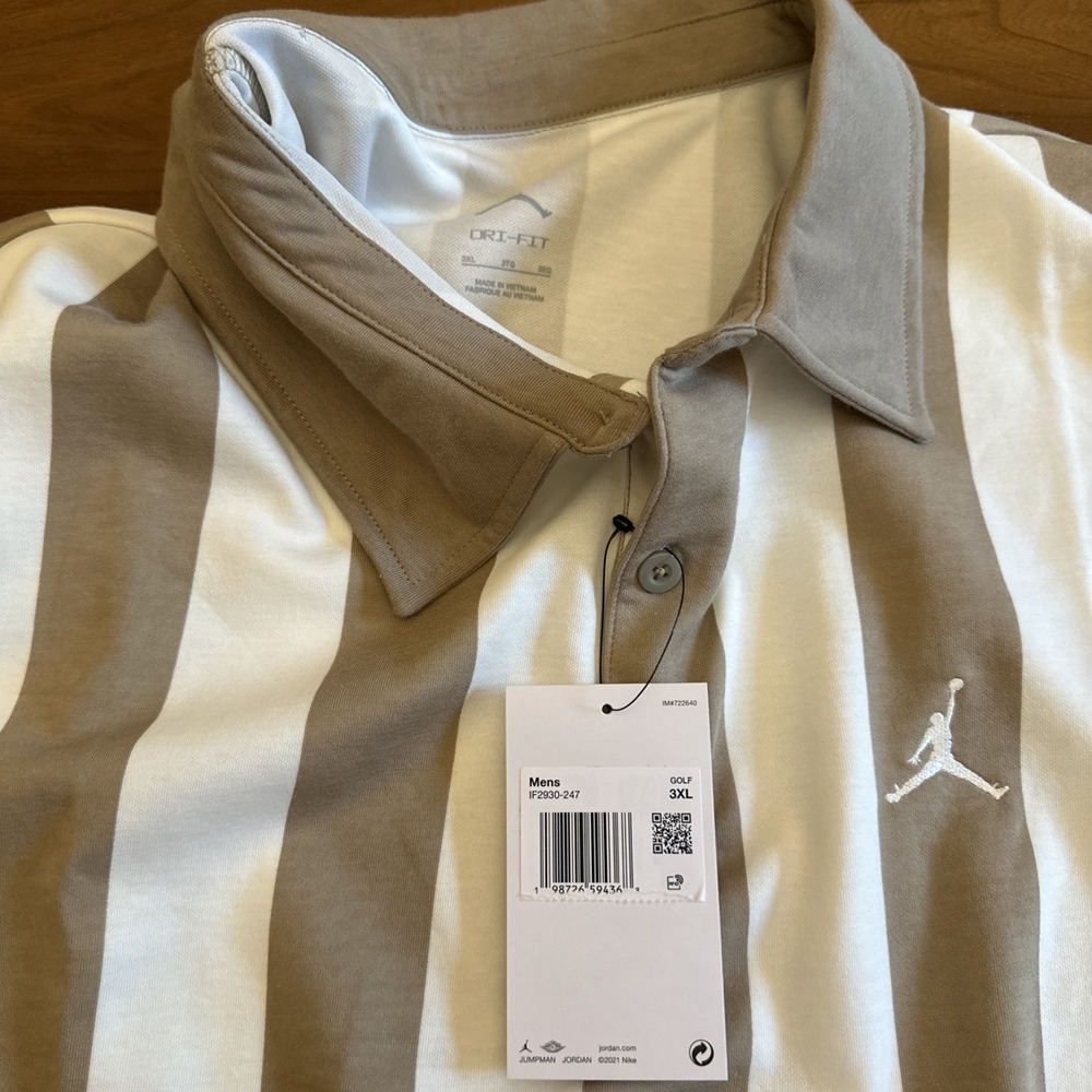 NWT Nike Jordan Sport Golf Polo Dri-FIT Shirt Men's 3XL Khaki Sail IF2930-247